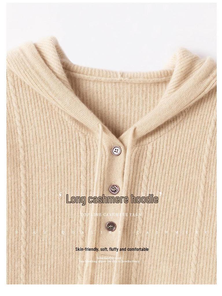 2024 Women's Cashmere Hooded Pullover: Loose Fit, Solid Color, Korean Style Autumn/Winter Sweater