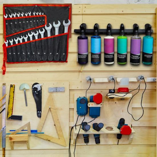 Yousheng Trigger Spray Bottle Holder Wall Mounted Storage Rack for Garage Home Automotive Cleaning Supplies Organizer