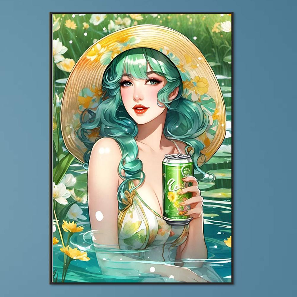 #L 5D DIY Full Square Drill Diamond Painting Girl Kit Home Decor Art 45x65cm