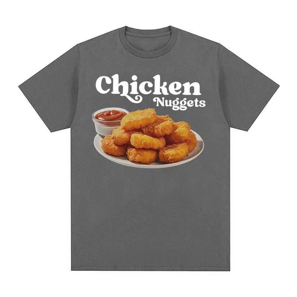 Chicken Chunks Retro Funny Food Pure Cotton Printed Unisexs and Womens Personalized Round Neck Short Sleeved New Loose Tshirt