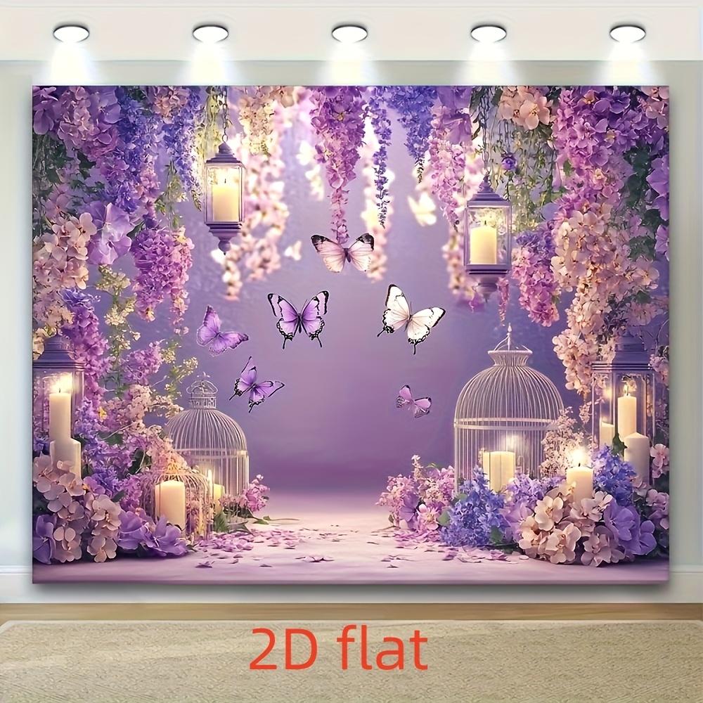 2D Flat Stunning Purple & Pink Butterfly Backdrop - Versatile Polyester Banner for Birthdays Weddings & Photography
