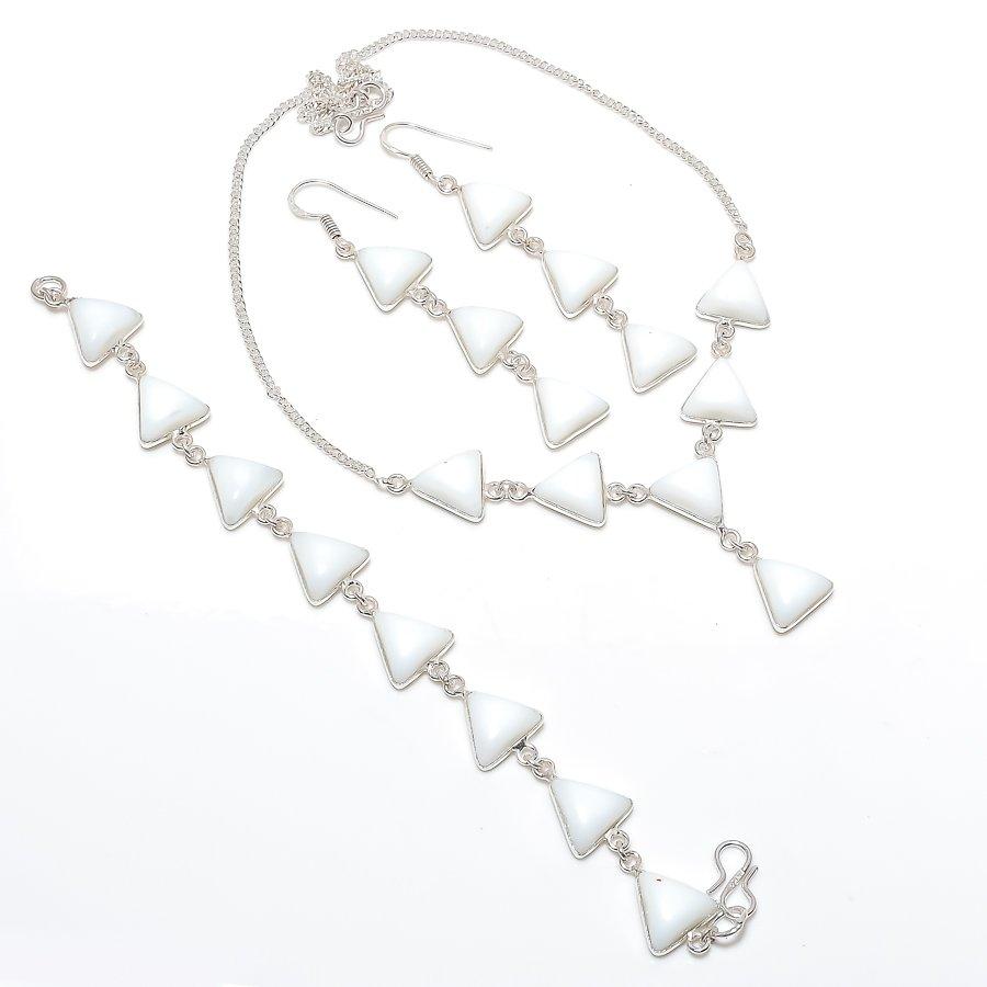 Natural White Coral Gemstone 925 Sterling Silver Jewelry Necklace 18" W4q70