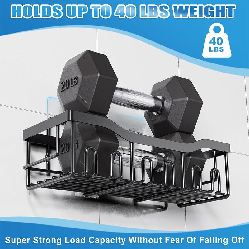 Selbstklebende Duschablage, rostfreier Bad-Organizer aus Edelstahl mit großer Kapazität, keine Bohrregale für die Aufbewahrung im Badezimmer