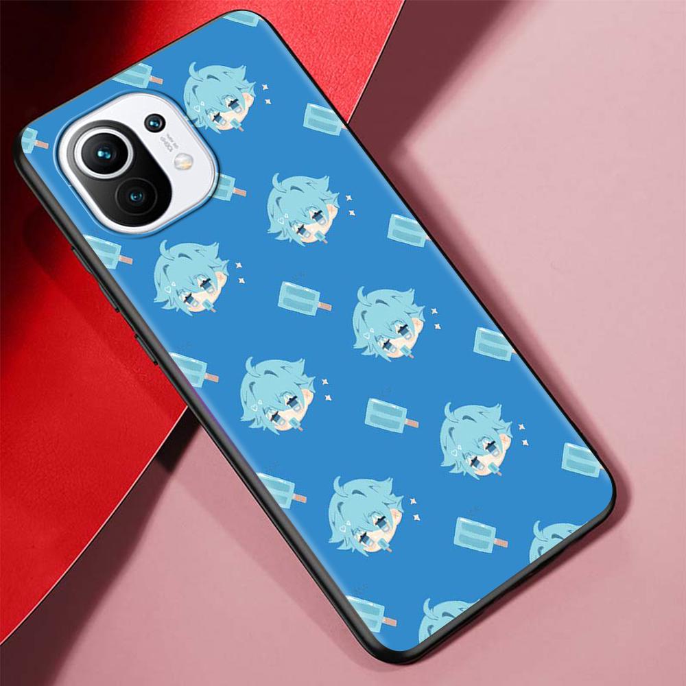 Cartoon Genshin Impact Case for Xiaomi Mi 11 Ultra 11T 10T 9T Pro Note 10 A2 9 8 Lite A3 CC9E 10S CC9 A1 Black Soft Phone Cover