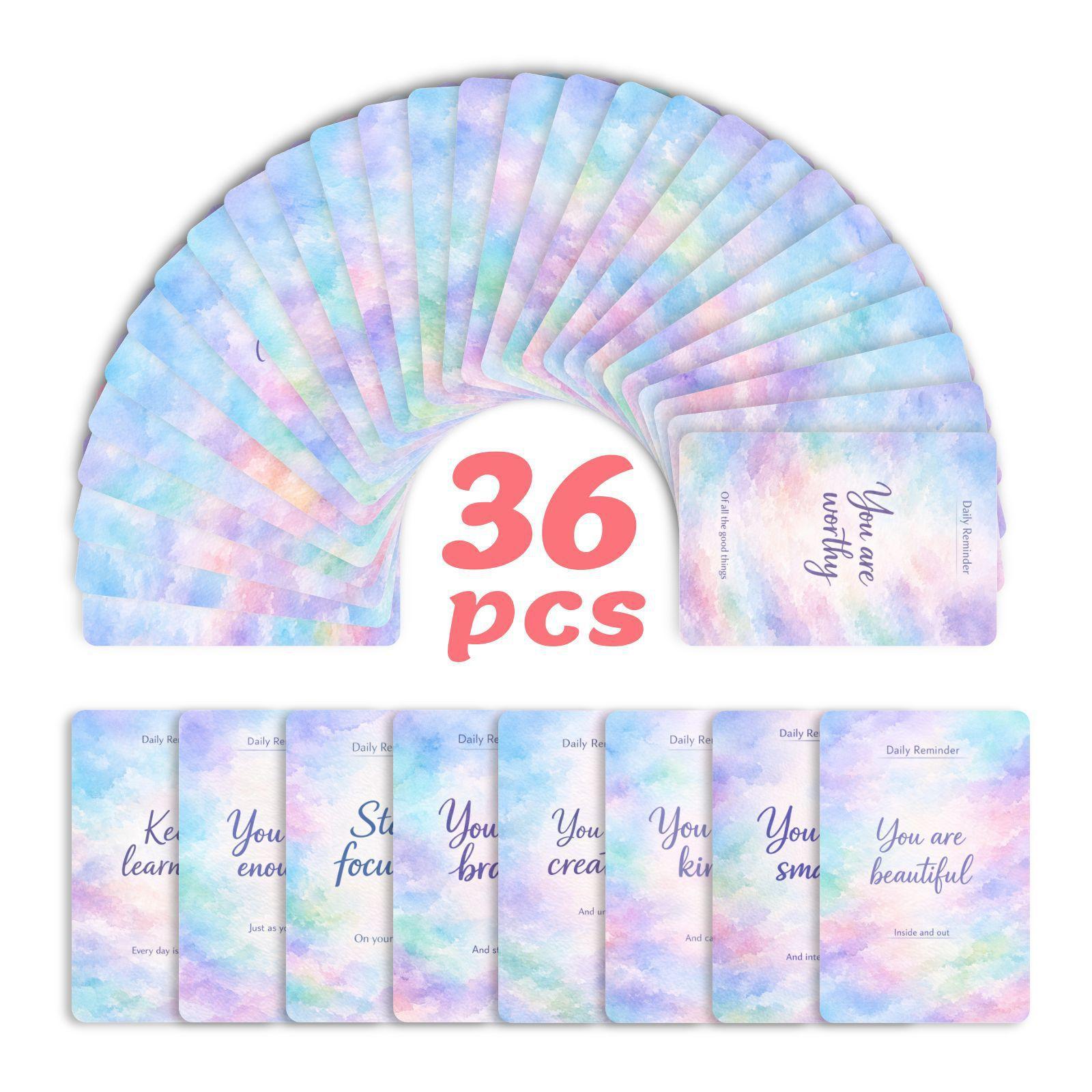 

Gradual Change Watercolor Inspirational Greeting Card Set 36 Non-Repeating Self-Care Cards Hand Account Material Decorative Postcard RXHB0190