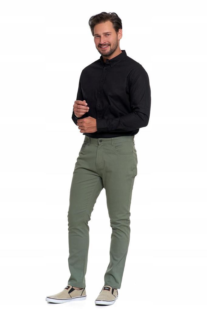 Men's Cotton Pants Classic Chino with Pockets Elegant MORAJ 31 GREEN