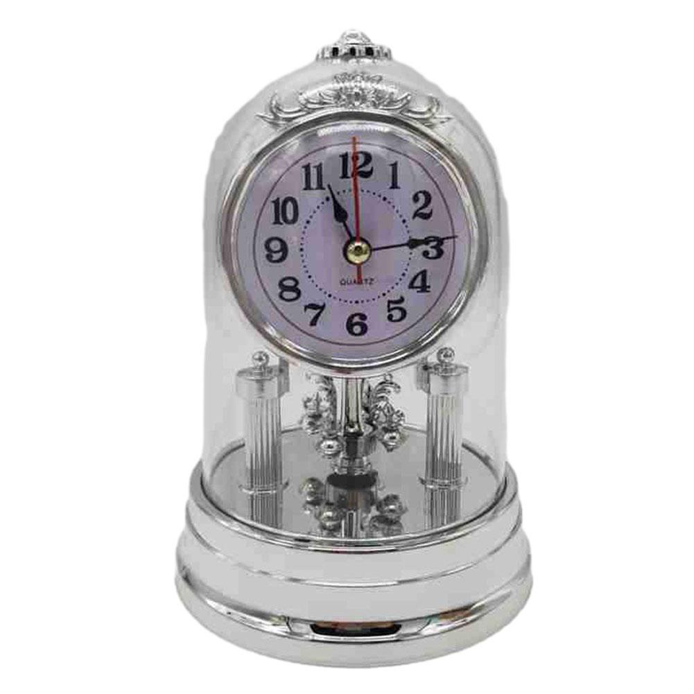 Antique Clock European Style Vintage Clock Desk Clock Silver