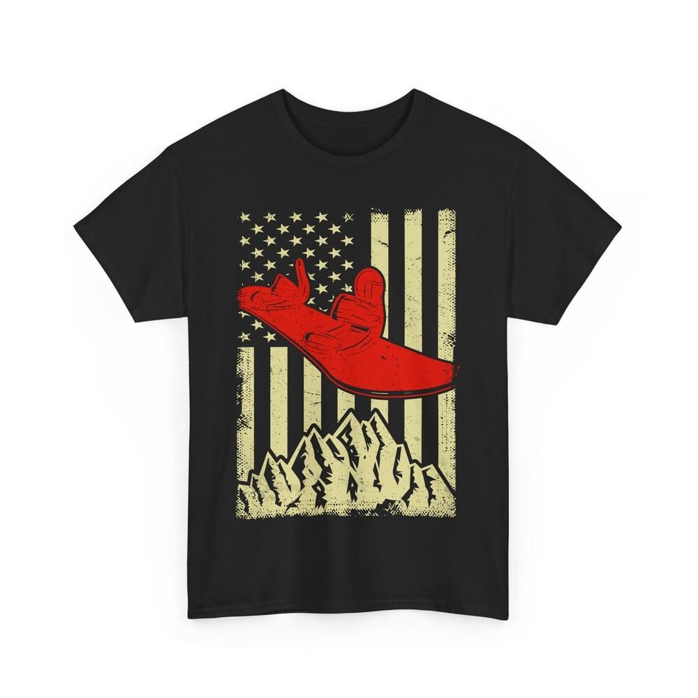 Snowboard American Flag Shirt, Snowboarding Winter Sports Lovers Vintage Shirt