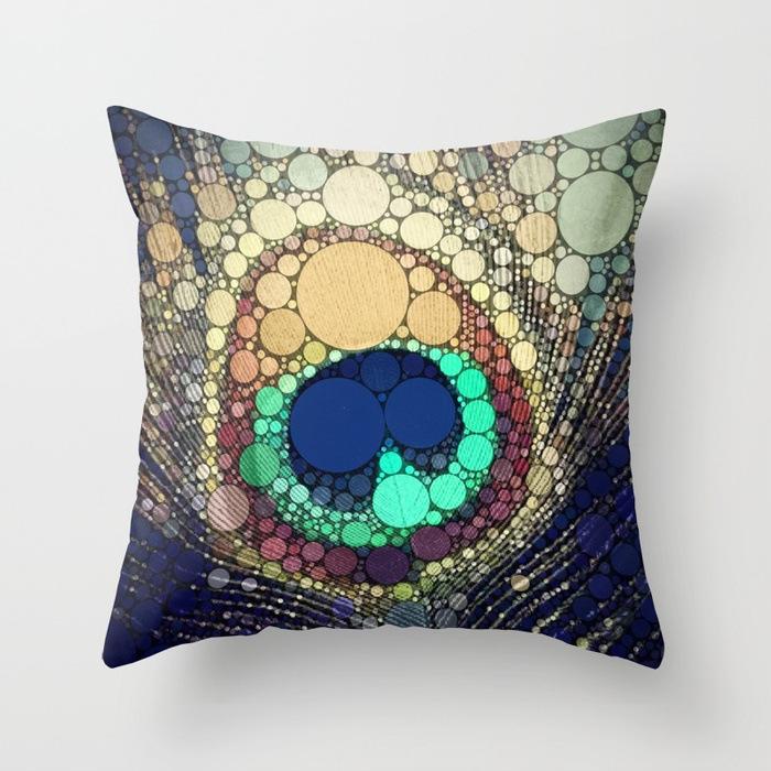 Neue Pfauenfederserie Ethnischer Stil Kissenbezug Personalisiertes Tiermuster Pfirsichhaut-Fleece Kissenbezug Kissenbezug