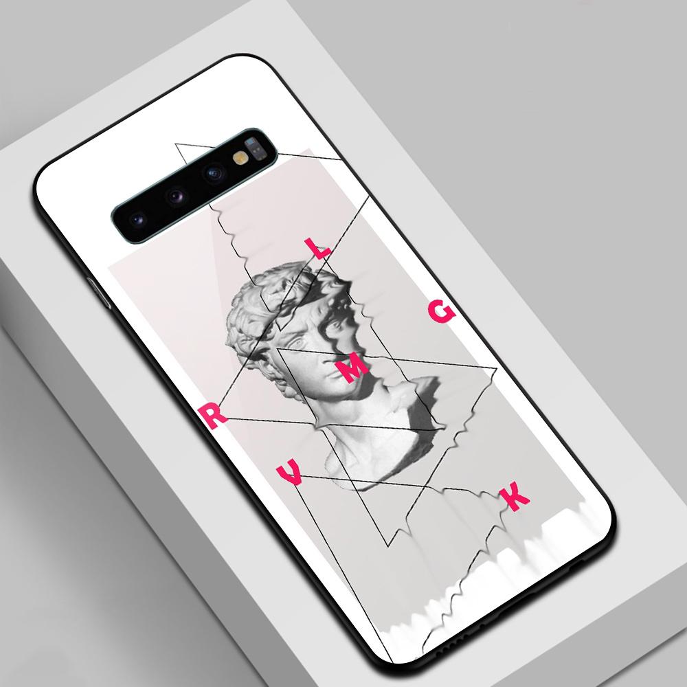 For Samsung S22 Case Glass Back Cover Art Statue Case for Samsung Galaxy S8 S9 S10 S21 S20 Note 8 9 10 20 Plus S10e Ultra