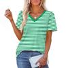 Women's Fashionable Casual Short Sleeve Print V-Neck Pullover Top