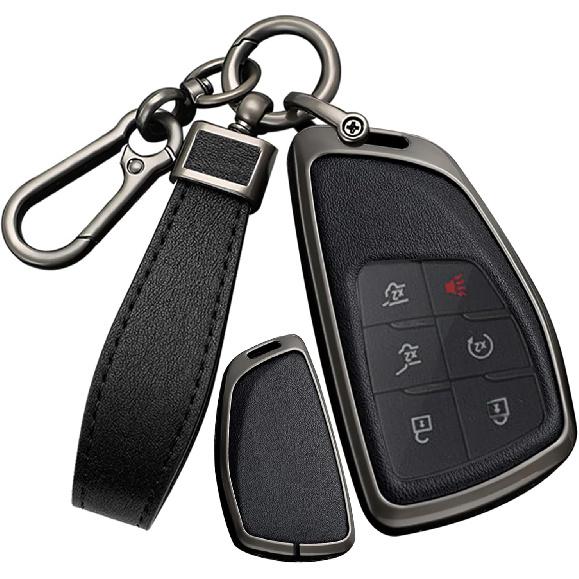 SANRILY PU Leather 3/4/5/6 Button Smart Key Fob Cover Fit for Buick Envision Avenir & Chevy Suburban Tahoe & GMC Yukon Denali Sierra Silverado чёрный