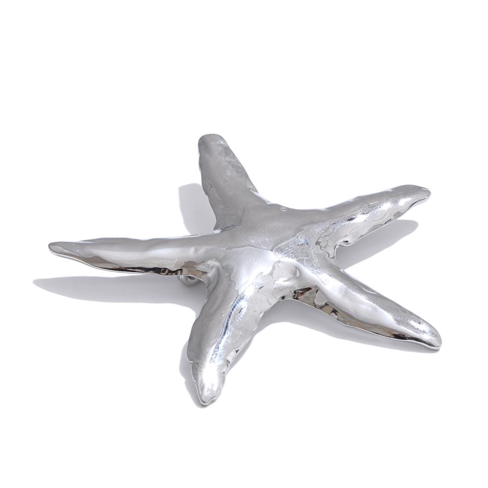 

Yhpup 2025 Waterproof Smooth Stainless Steel Metal Starfish Brooches Pin Ocean Style Texture Clothing Accessories Wholesale