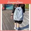 Solid Color Nylon School Bag With Laptop Compartment For Middle And High School Students