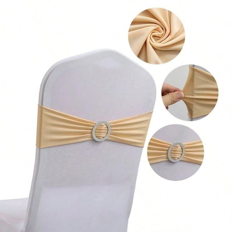 Chair Waistband, Bowknot Waistband, Premium Elastic Chair Cover With Buckle Slider, Elastic Chair Strap Suitable For Wedding And Event Decoration