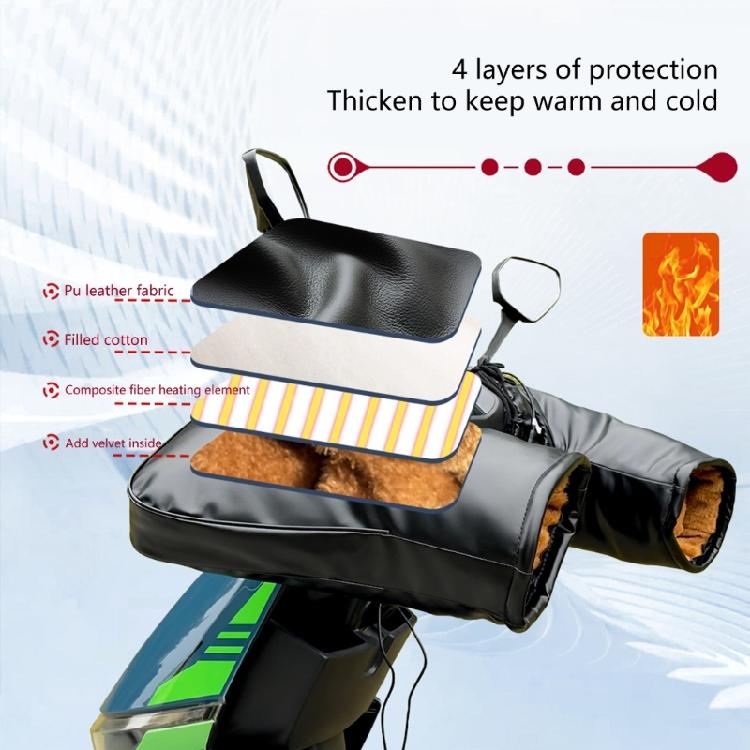 Adjustable Heated Motorcycle Hand Grips Rapid Heating System Rainproof PU Cover Anti Slip Texture Easy Mount Installation