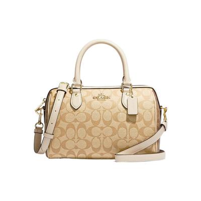 Coach Rowan 25 Klassische Monogramm-Reißverschluss Beschichtetes Canvas und Leder Boston Tasche Damen Handtaschen Braun CH486-IMOT4