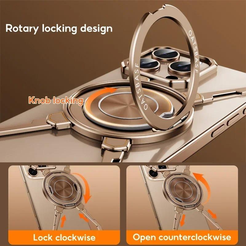 Husă Protectoare Fără Ramă din Aluminiu, Pentru iPhone 14 1615 Pro Max cu Încărcare Wireless MagSafe, Suport Rotativ 360° Husă Simplă pentru Telefon