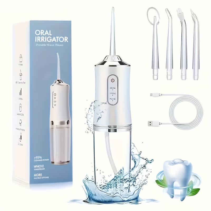 Smart electric water flosser with precise pressure control and360°Rotating nozzle for deep cleaning of teeth and gums, with replaceable heads USB
