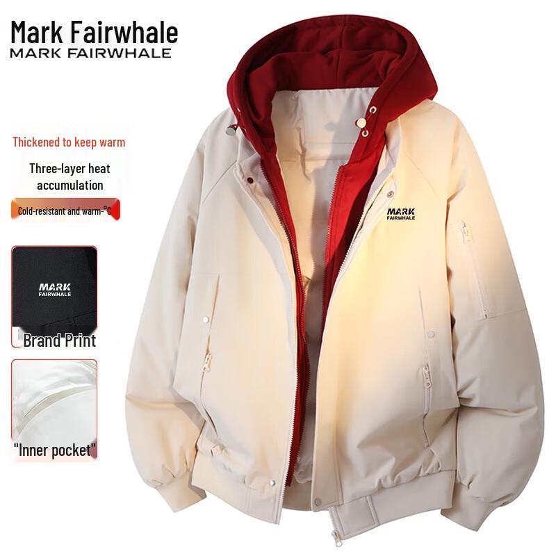 

Mark Fairwhale Men s Faux Two-Piece Hooded Padded Jacket 3XL