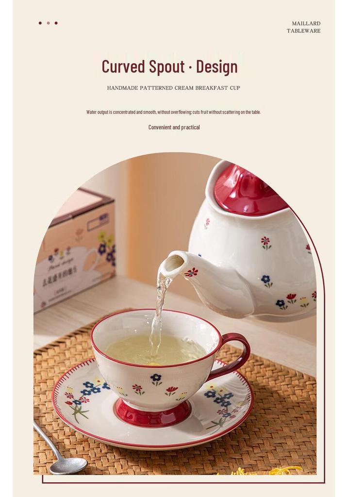 Shunxiang Vintage Teaware Set: Retro Cups & Saucers, Teapot, Perfect for Afternoon Tea & Coffee, In a Gift Box