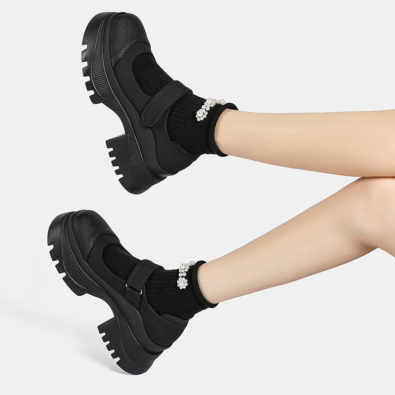 Fashion 2025 New Retro Single Shoes Shallow Square Toe Women's Shoes Round Toe Women Fashion Thick Heel Mary Jane Shoes