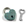 Compact Mini Wooden Jewelry Box with Love Wish Keyed Padlock Heart Shaped Lock for Rings Earrings Travel Girls Gift