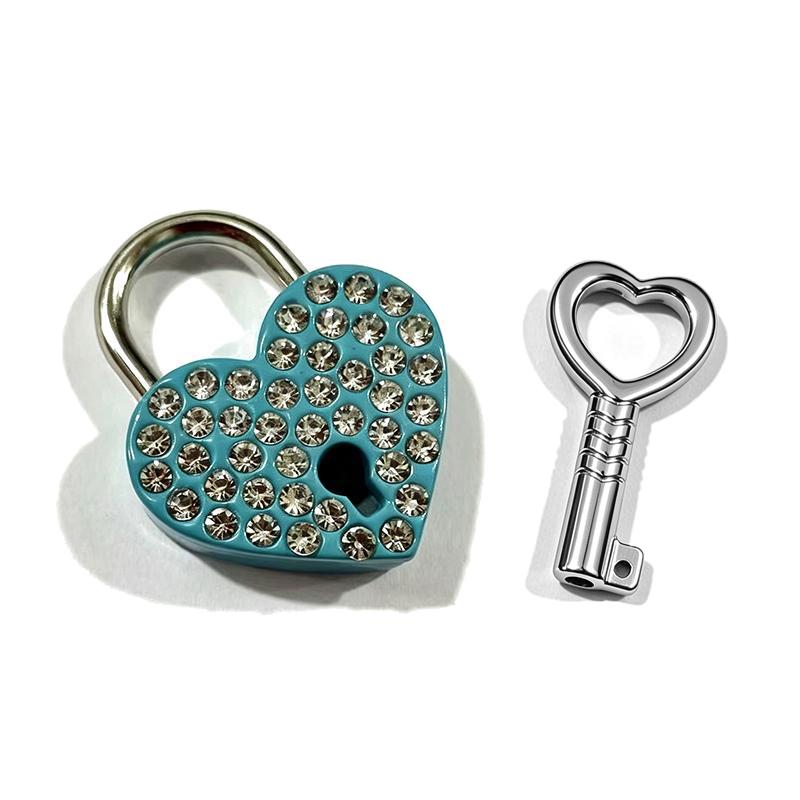 Compact Mini Wooden Jewelry Box with Love Wish Keyed Padlock Heart Shaped Lock for Rings Earrings Travel Girls Gift