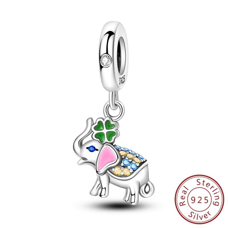 Original Charms Perlen Anhänger Kupfer Vintage Muster Elefant Charms Passend für Armband Anhänger Damen Feiner Schmuck Geschenk