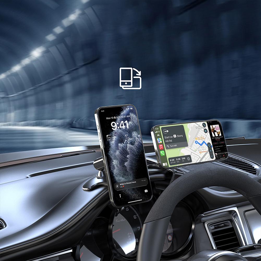Suport Magnetic Auto pentru Telefon Rotație 360° Suport Magnetic pentru Telefon Reglabil Portabil Montură Auto pentru Parasolar Auto Oglindă Retrovizoare