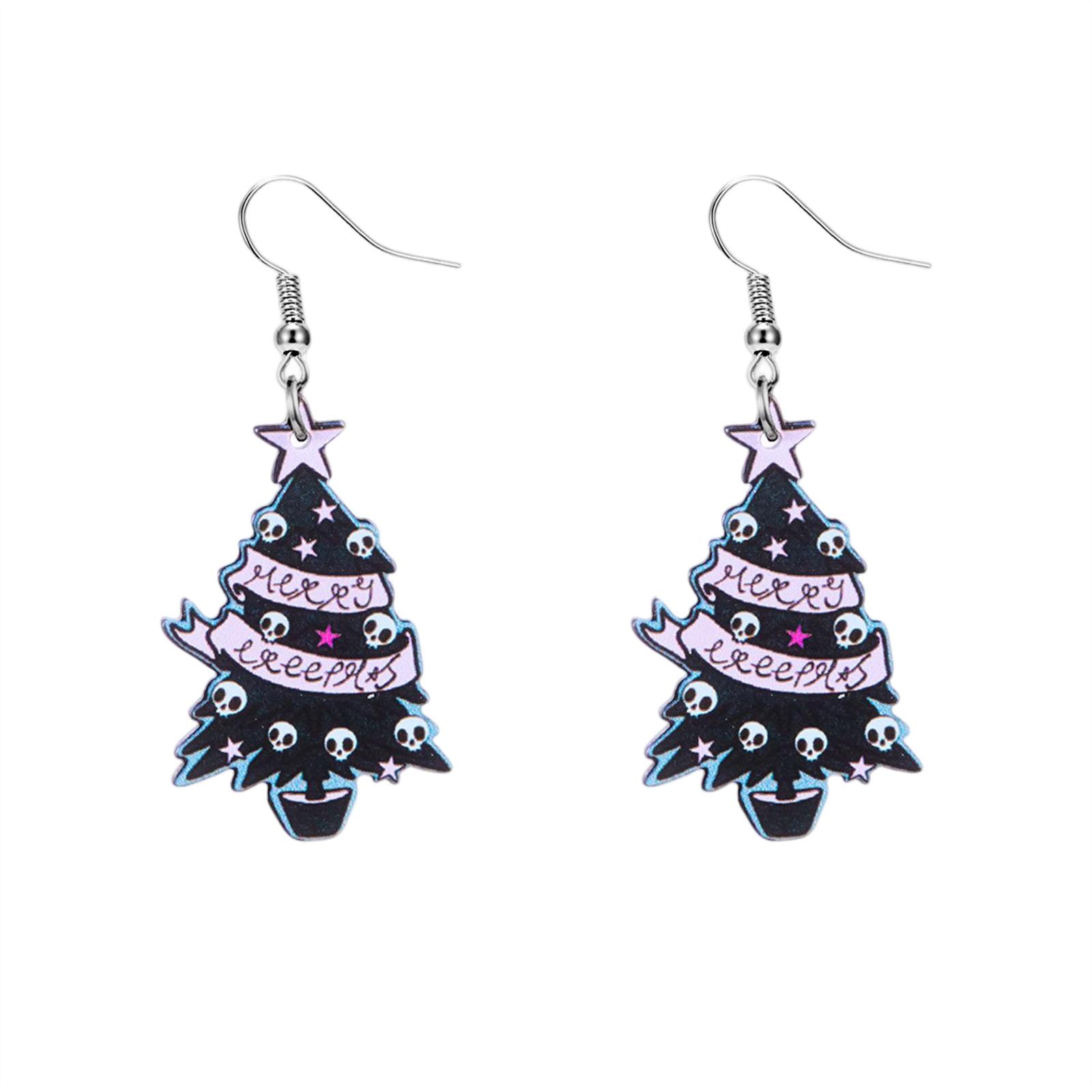 

Todu Christmas Earrings For Women Creative Fun Skeleton Star Christmas Tree Acrylic Earrings Holiday Jewelry Gifts one size чёрный
