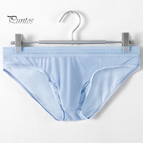 Men Briefs Mid-rise High Elasticity Tight Fit Breathable Panties Solid Color Mesh Stitching Sexy Underwear Daily Wear