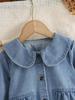 Sweet and Cute Two-piece Set for Girls: Doll-collar Top Paired with Simple, Stylish, and Casual Denim Trousers.