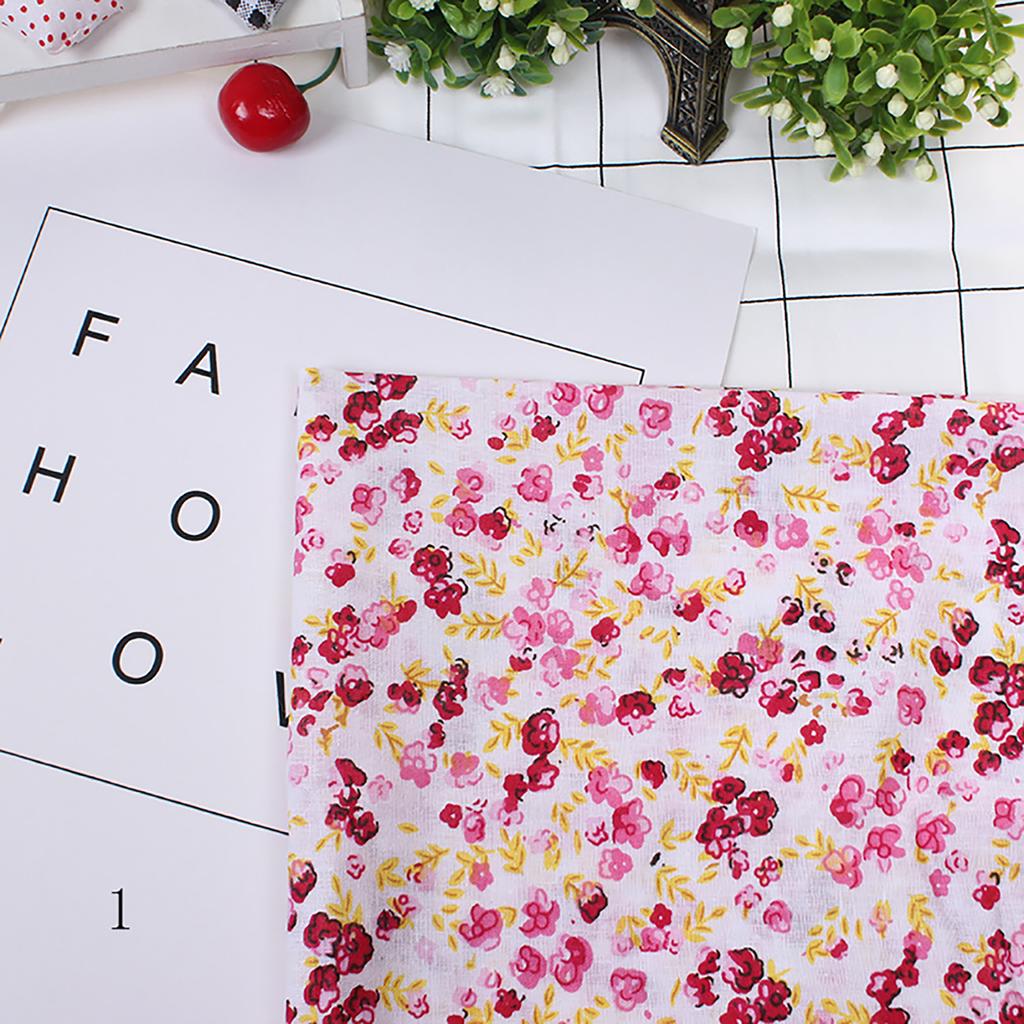 7Pcs 25x25cm Floral Patchwork Cotton Fabric Plain Cloth for DIY Sewing Quilting