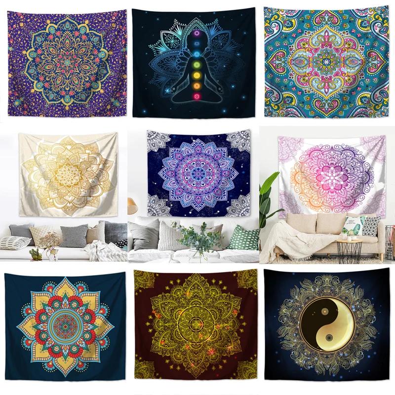 Indian Wall Hanging Boheme Mandala Tapestry Home Decor Living Room Background Carpet Cloth Hippie Blanket
