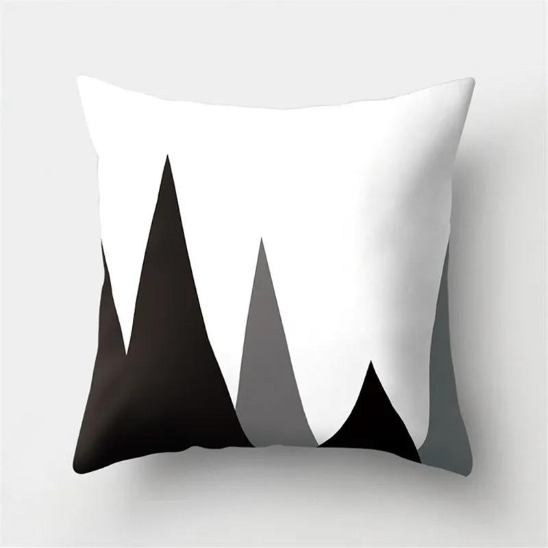 White Black Geometric Cushion Cover x Pillowcase Sofa Decor Polyester Home