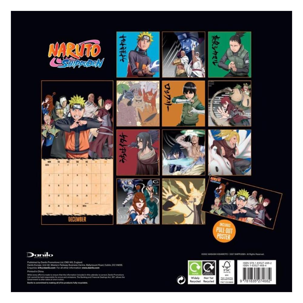 Naruto: Shippuden 2026 Čtvercový nástěnný kalendář