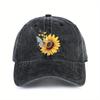 Solrosfjärilstryck Basebollkeps Unisex Tvättad Denim Casual Justerbar Solskydd Utomhushatt