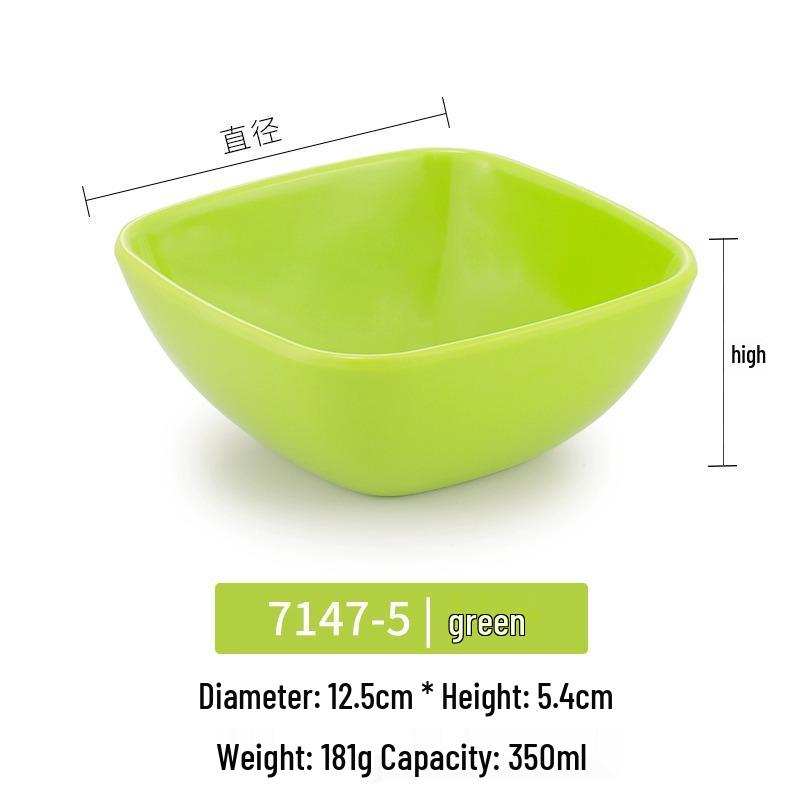 Melamine Imitation Porcelain Square Bowl – Plastic Soup, Dessert, BBQ, Bibimbap, Small Dish for Fast Food.