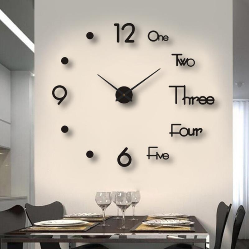 Creative Luminous Wall Clock Living Room Diy Wall Sticker Clock Silent Acrylic Clock