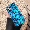 Blue Butterfly Transparent TPU Phone Case for Apple iPhone 14 Pro Max