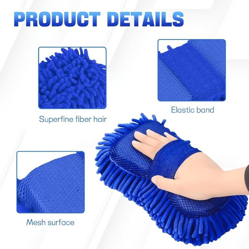 2pcs Super Absorbent Chenille Microfiber Car Wash Glove - Scratch-Free, Super Absorbent Sponge, Suitable for Automotive Detailing and Kitchen Cleaning