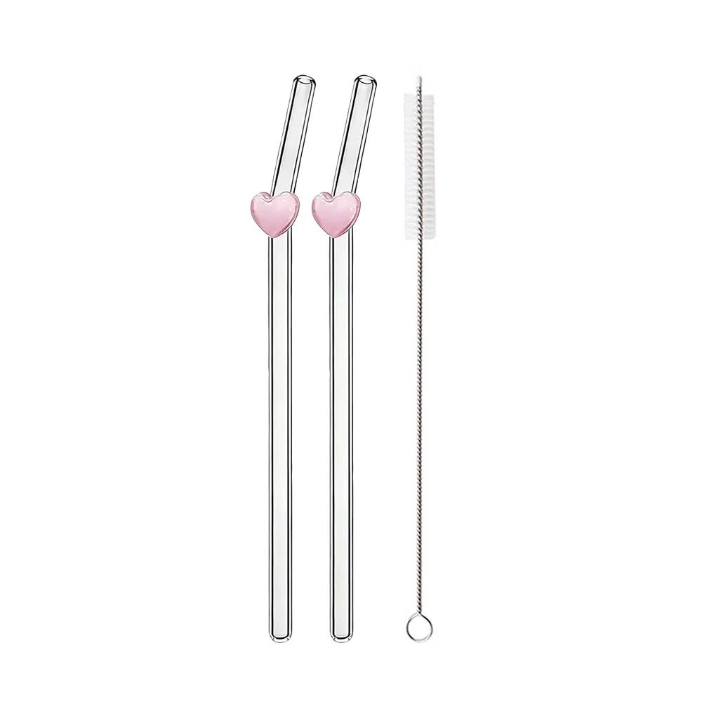 

3/5/7Pcs High Borosilicate Glass Straw Set Glass Straw Milk Tea Juice Cocktail Straw with Brush Kitchen Bar Accessories