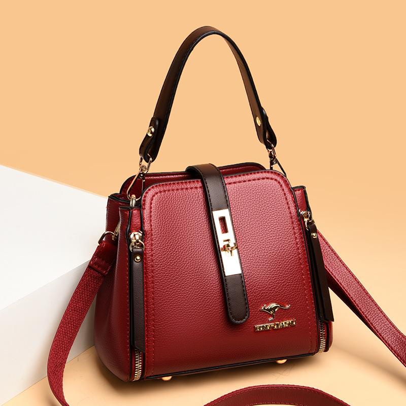Fashionable Women's Handbag Retro Color Block Lock Small Bucket Crossbody Small Square Bag Casual Women's Shoulder Bag Commuting