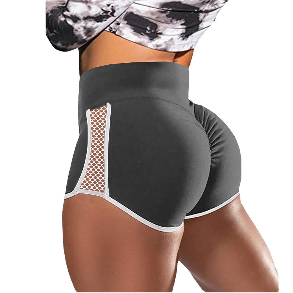 High-Waisted Tummy Control Mesh Yoga Shorts - Hip Lift Fitness Apparel