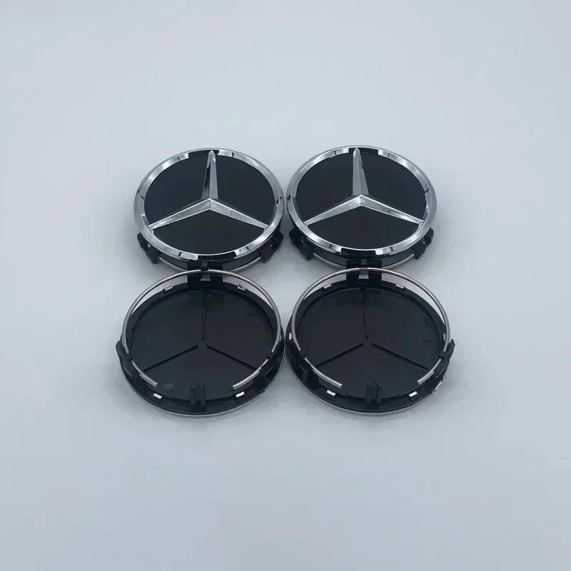 

New For Mercedes Benz 4Pcs 75MM/60MM Car Tire Wheel Center Hub Cap Covers For Mercedes Benz Badge Emblem Rim Cover Auto Style D