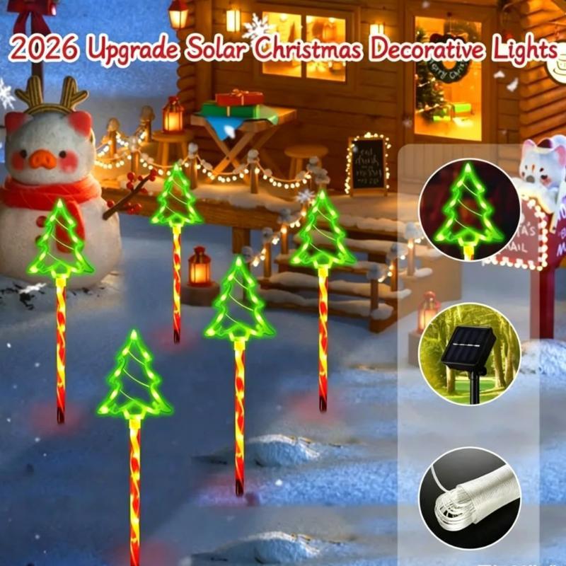 Solar Led Christmas Tree Lights Outdoor Ground Lamp Snowman Santa Claus Colorful Decor Lighting For Courtyard Balcony Garden