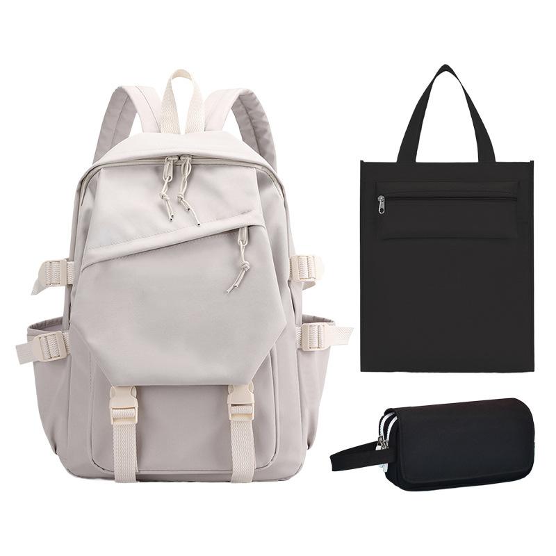 School Bag, Primary School Student Pencil Case, Zipper Tutoring Bag, Three-piece Set, Large Capacity.
