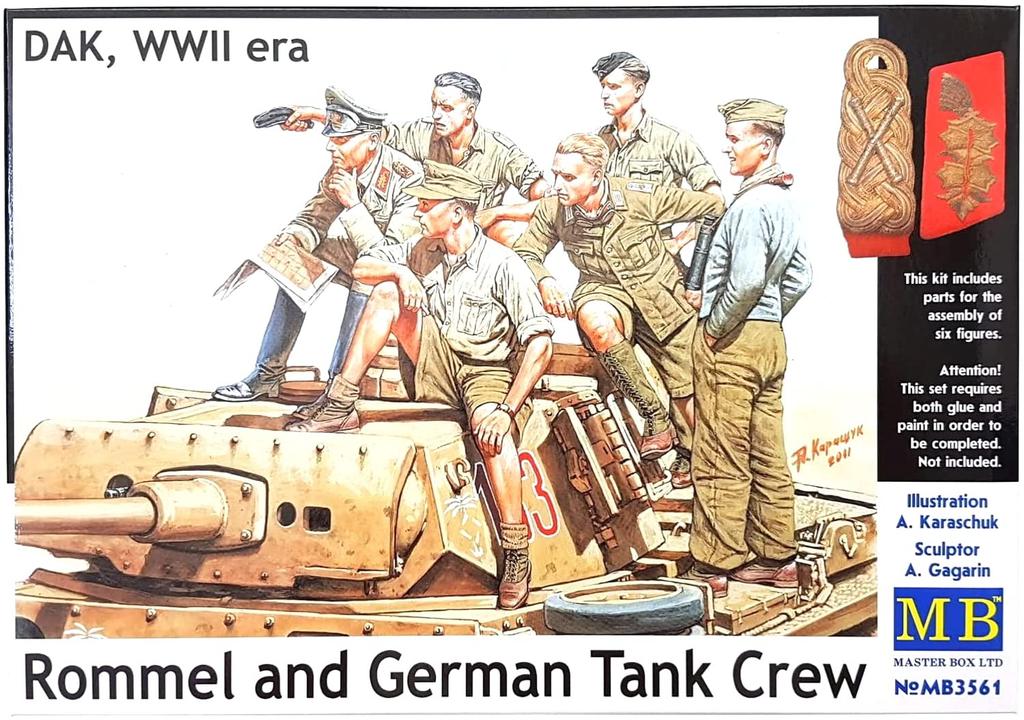Master Box German Africa General Headquarters Set of Plastic MB35061 1/35 Rommel, Officer, Tank, 6, Model,