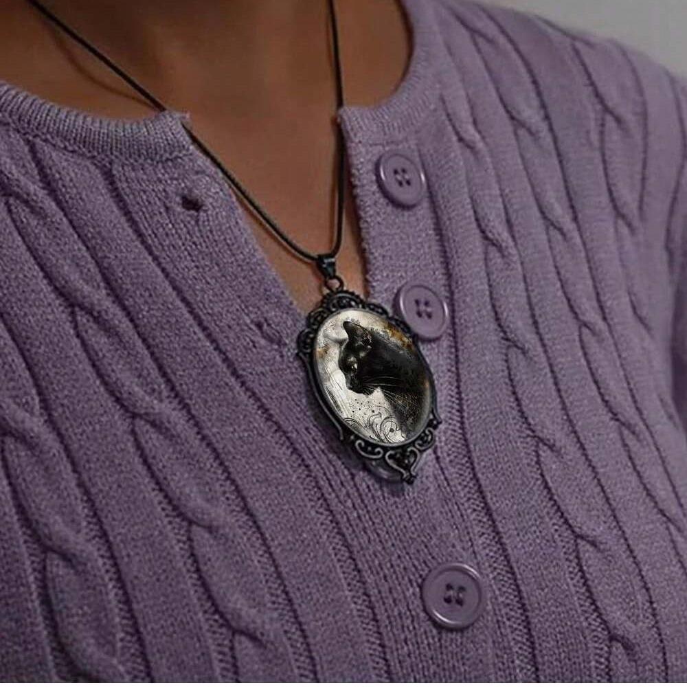 Pendant Gothic Black Cat Set, Necklace